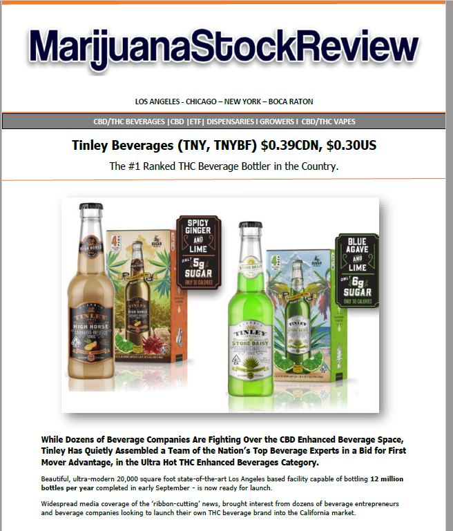 Marijuana Stock Review, Tinley Beverage